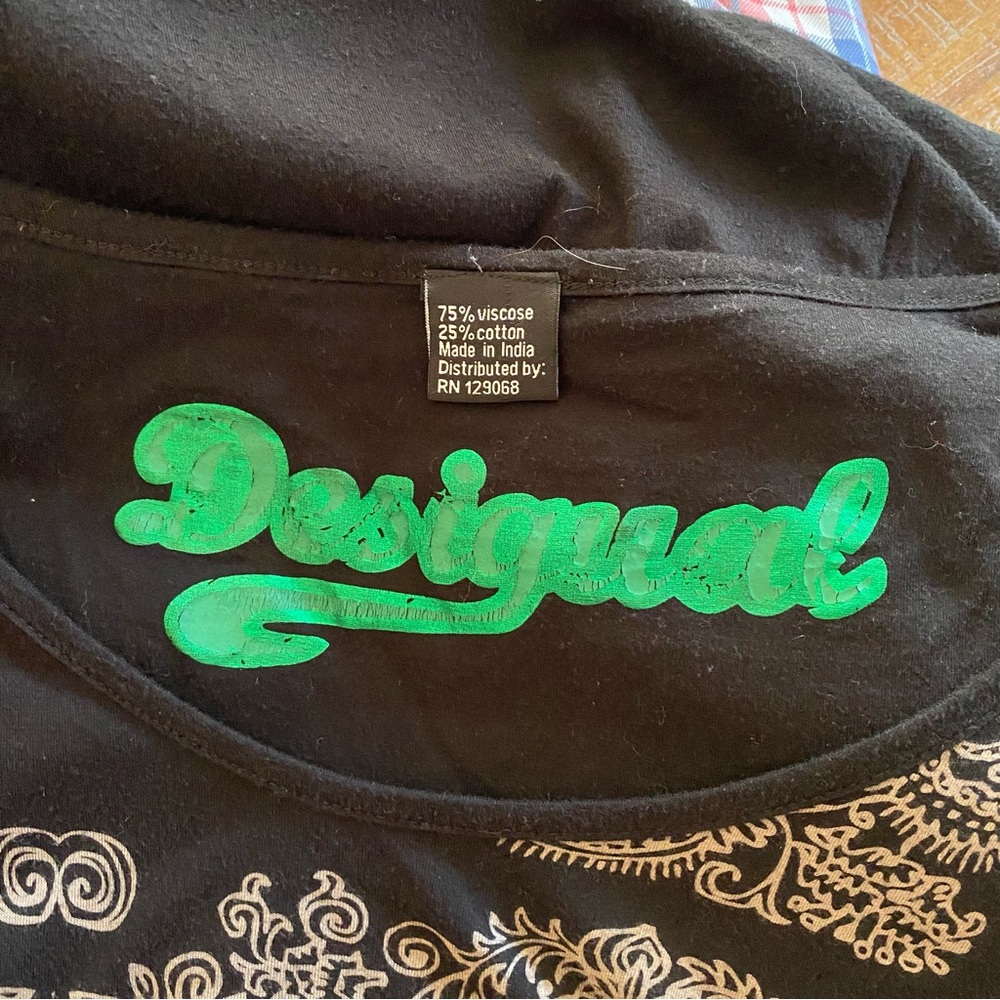 DESIGUAL Black Print Tunic Medium - Picture 7 of 8